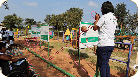 Students learning in nature
