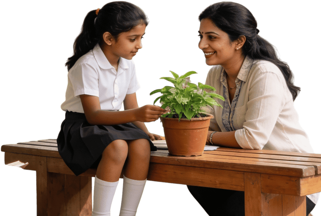 Teacher guiding a student at Sherwood Public School